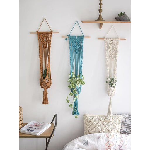 Brun Makrame Væghængende Urtepotte