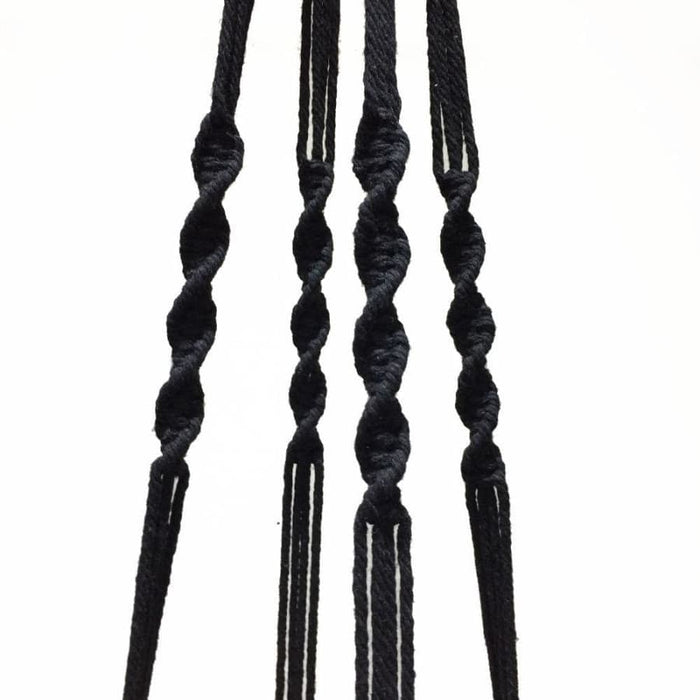 Hængende Urtepotte Makramé Planteholder Sort