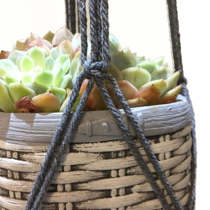 Hængende Urtepotte Grå Makramé Planteholder