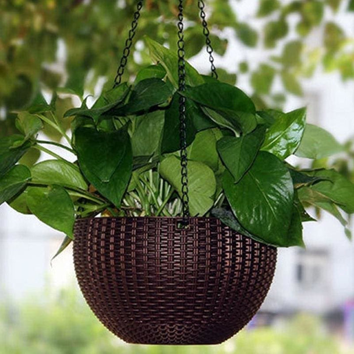 Hængende Urtepotte Imiteret Rattan Urtepotte
