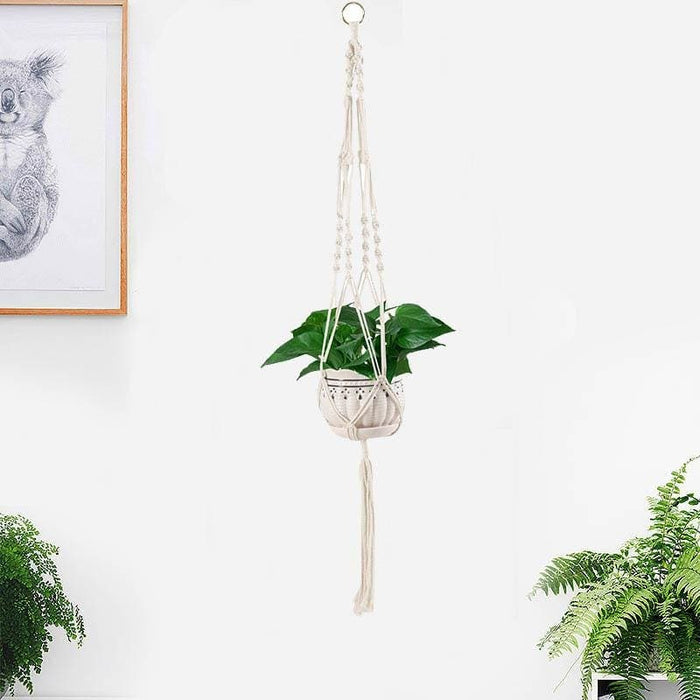 Hængende Urtepotte Hvid Macramé Suspension