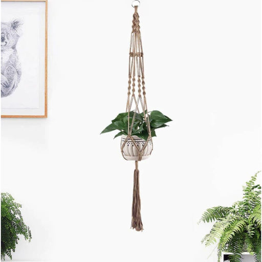 Brun Makramé Planteholder Hængende Urtepotte