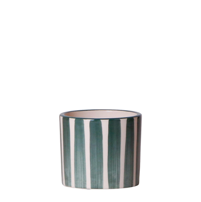 Malet Stripe Dekorativ Potte - Grøn