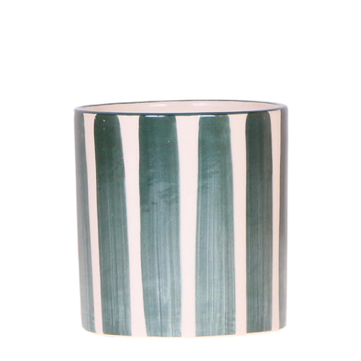 Malet Stripe Dekorativ Potte - Grøn