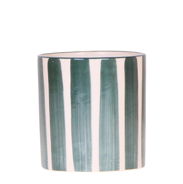 Malet Stripe Dekorativ Potte - Grøn