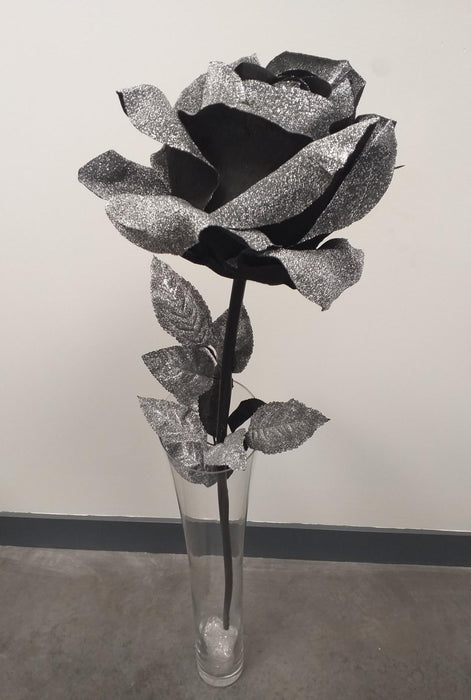 Kunstig Sort Glitrende Rose Til Indretning