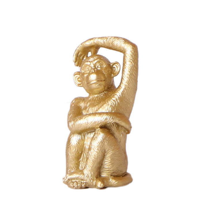 Guld Siddende Abe - Dekorativ Figur