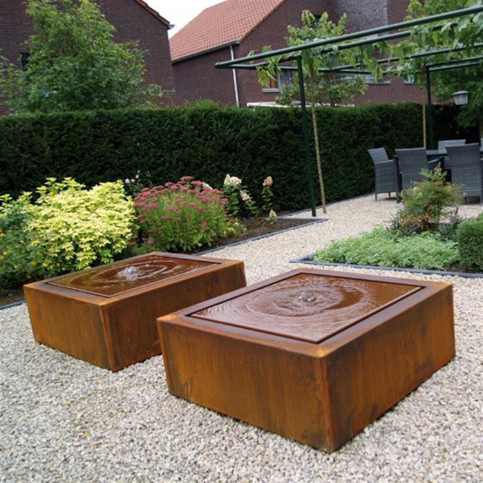 Led Fountain Vandbord Corten Steel Garden
