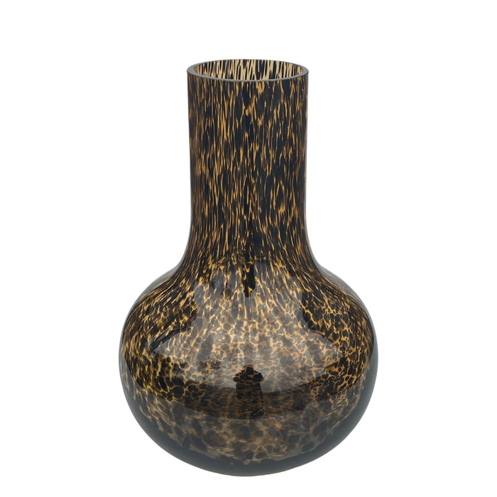 Sort Glasvase Og Guldstriber - H37Cm, Ø25Cm