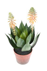 Kunstig Blomstrende Agave I Potte 50Cm Grøn