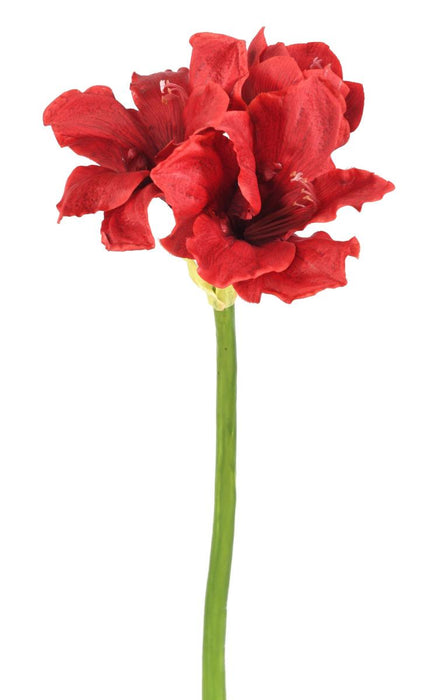 Kunstig Amaryllis Rød 2 Blomster 1 Knop 66 Cm