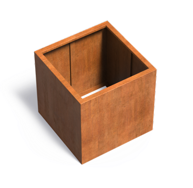 Corten Stål Firkantet Blomsterkasse 80X80Cm Rusty Look