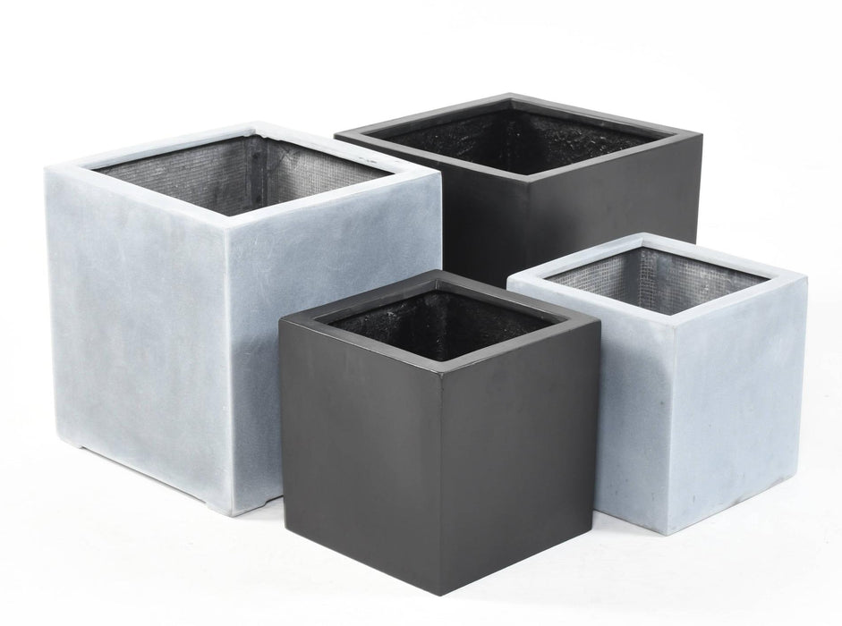 Kube Blomsterkasse 50Cm Grå Resistent Fibersten