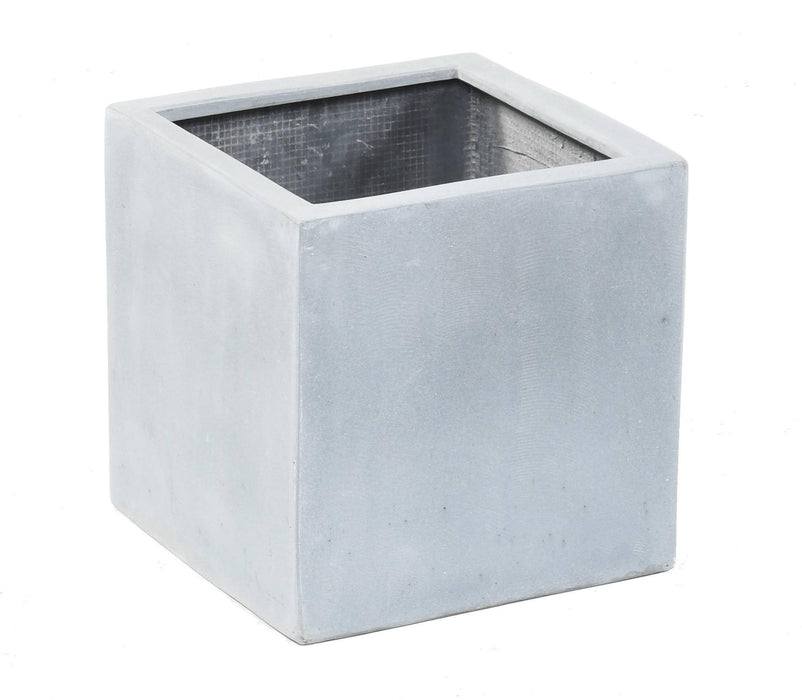 Grå Kube Blomsterkasse H.20Cm I Fiberstone
