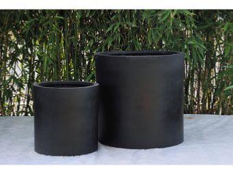 Sort Cylindrisk Blomsterkasse H.60Xø.60Cm