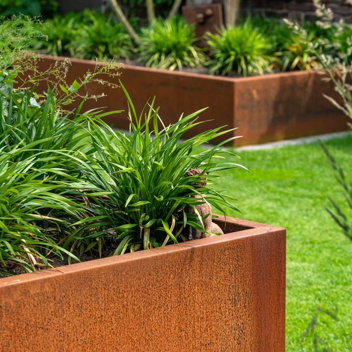 Corten Stål Firkantet Bakke Til Haveterrasse 80X60 Cm