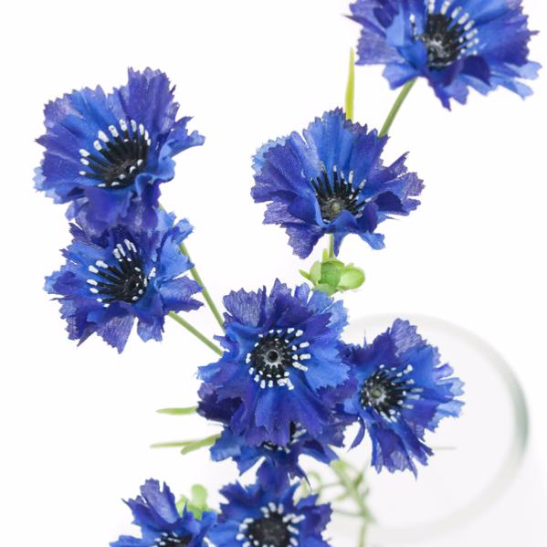 Kunstig Kornblomstbuket 10 Blomster 3 Stængler H.75Cm