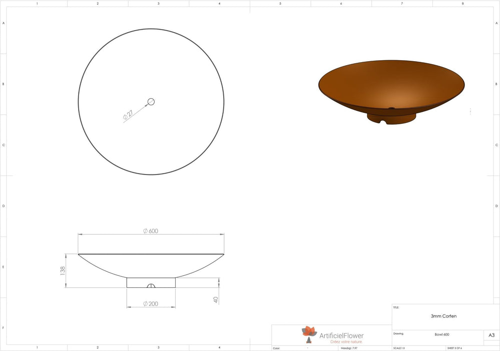 Corten Steel Brazier 60Cm Terrasse Have Rust