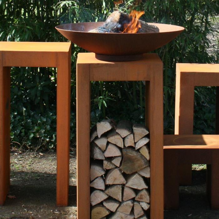 Corten Steel Brazier Ø120Cm Til Haveterrasse