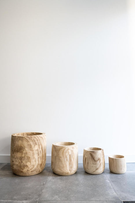 Plantepotte I Træ - H42Cm, Ø40Cm