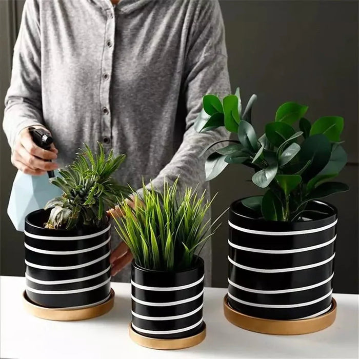 Zibra Sort Og Hvid Plantepotte