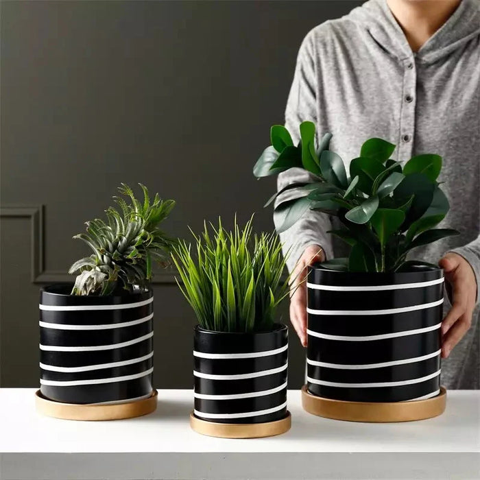 Zibra Sort Og Hvid Plantepotte
