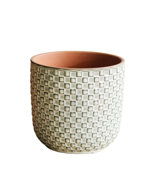 Cache Pot - White Relief