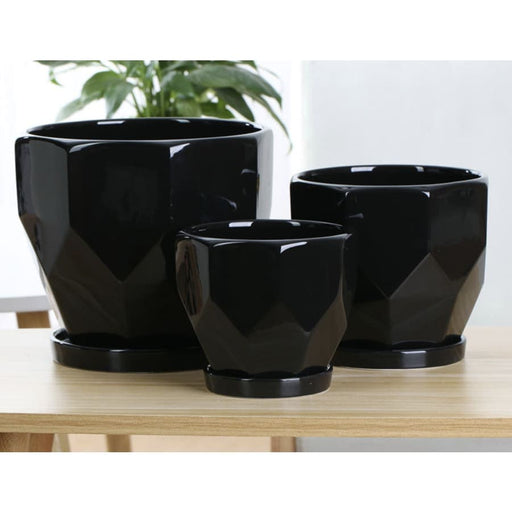 Buet Sort Keramisk Plantepottestand