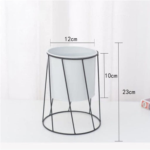 Hvid Geometrisk Keramisk Cache Planter