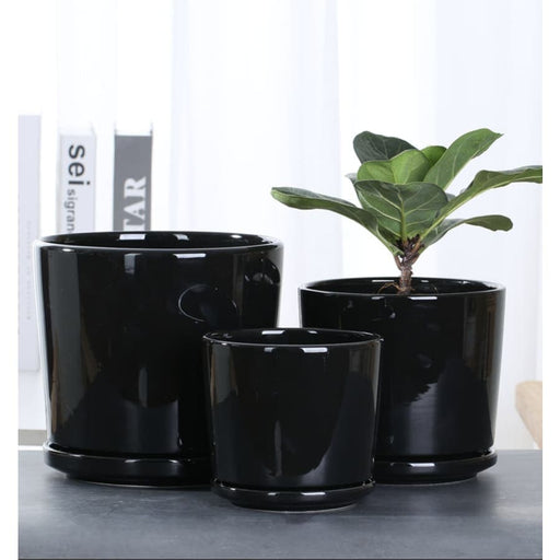 Klassisk Sort Keramik Cache Pot