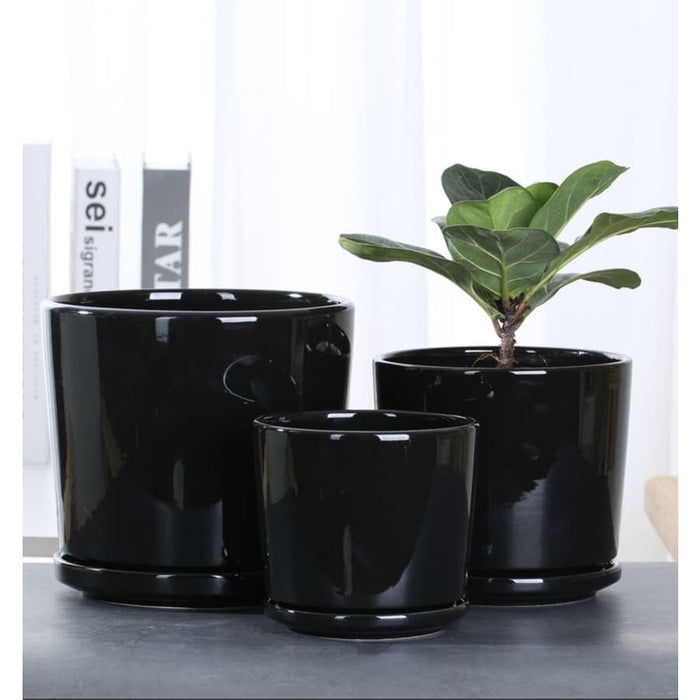 Klassisk Sort Keramik Cache Pot