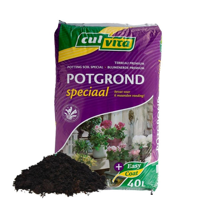 Culvita - Potgrond Specia Met 6 Måneders Ernæring 40 Liter - Premium Pottejord Til Indendørs Og Udendørs Planter - Med Næring Fra Easycoat