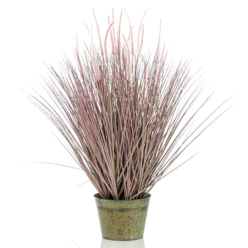 Smaragd Kunstig Pennisetum Græs 99 Cm I Zink Potte