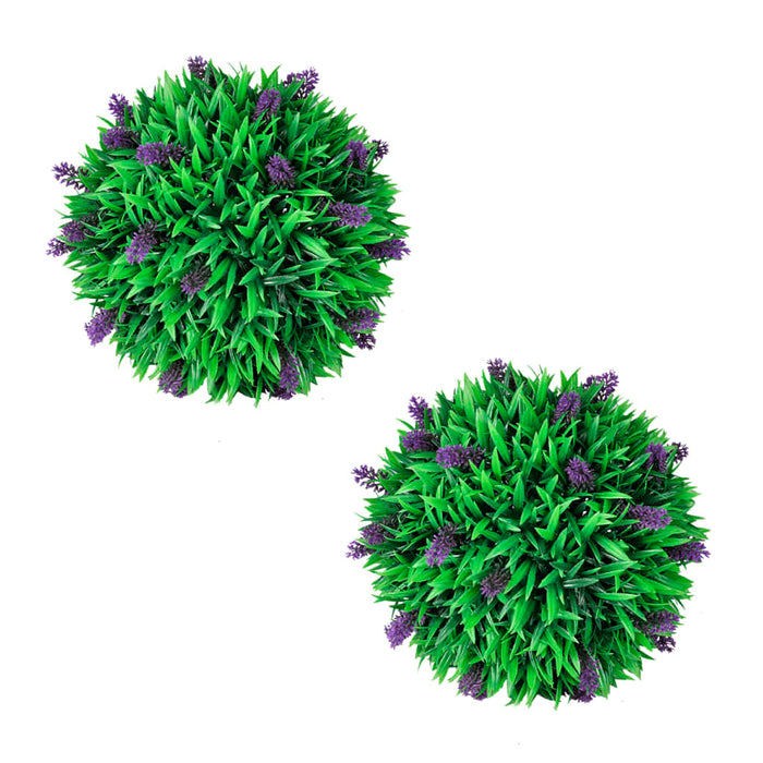 Sæt Med 2 Kunstige Buksbomkugler Med Lavendel 30 Cm