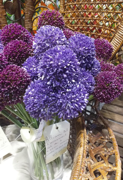 Kunstig Blomst Allium Lavendel Sæt På 3 46Cm