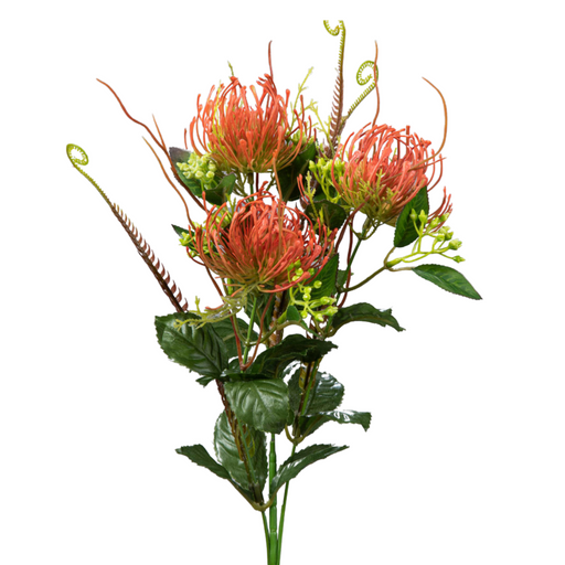 Kunstig Blomst Protea Stilk 82Cm Mursten Grøn