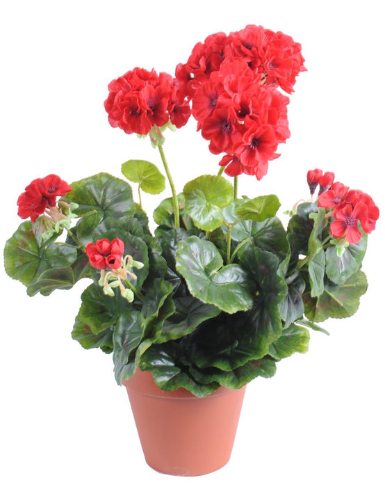 Kunstig Rød Geranium 5 Hoveder 40 Cm Pæl