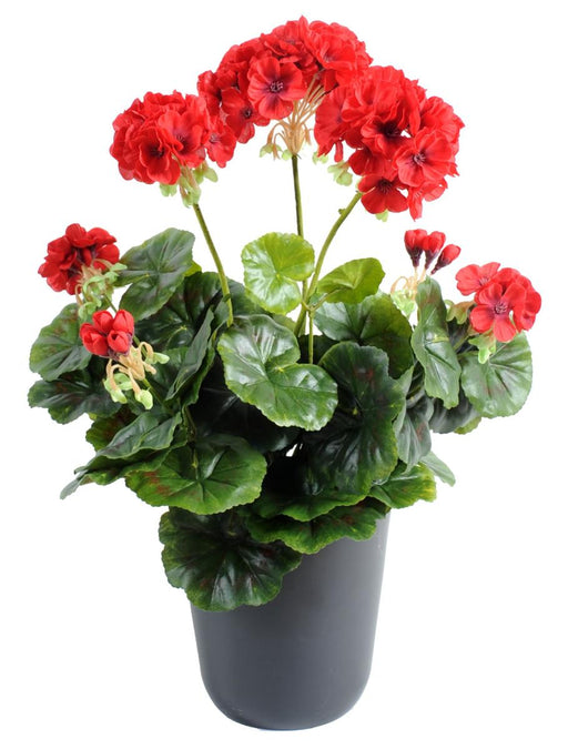 Kunstig Rød Geranium 5 Hoveder 40 Cm Pæl