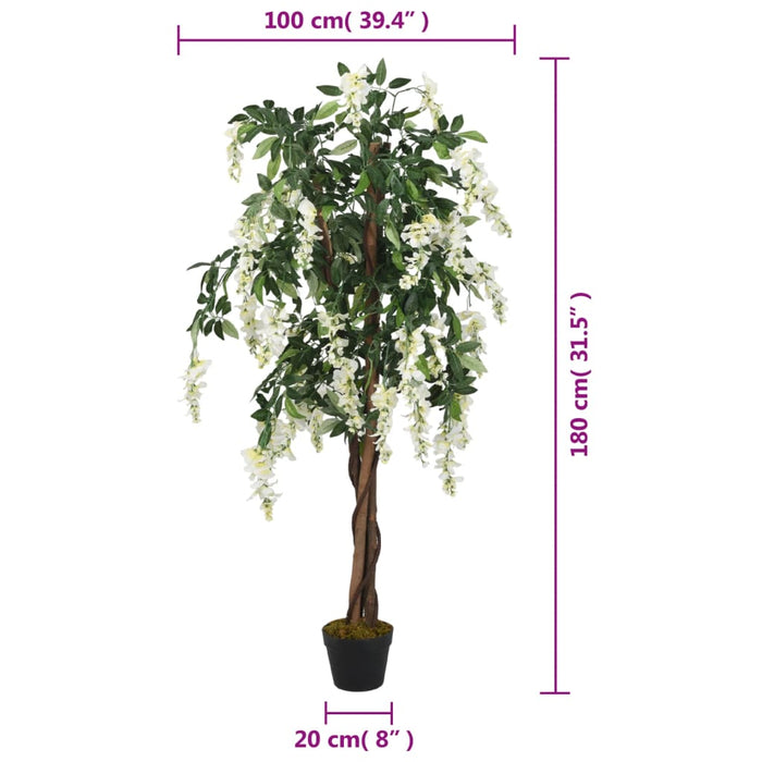 Kunstig Wisteria 1260 Blade 180 Cm Grøn Og Hvid