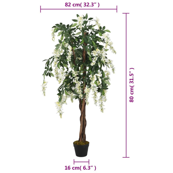 Kunstig Wisteria 560 Blade 80 Cm Grøn Og Hvid