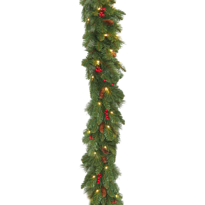 Led Julekrans Med Fyrrekogler Og Bær 274 Cm