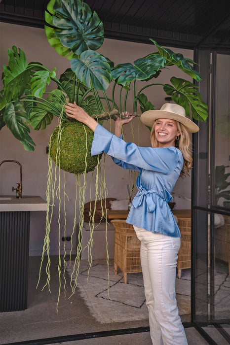 Monstera Kokedama - Kunstig Hængende Plante