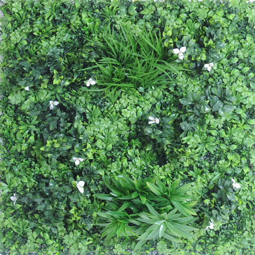Kunstig Plantevæg Med Blomster 100X100Cm Grøn Hvid