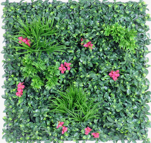Kunstig Grøn Væg Med Blomster 100X100Cm