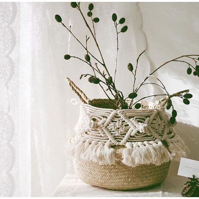 Tressy Hvid Pompom Kurv