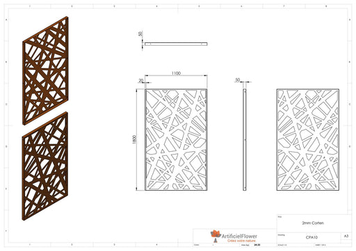 Corten Stål Panel Til Haveterrasse H.180X110Cm