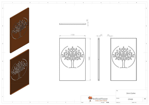 Corten Træpanel 180X110 Til Haveterrasse