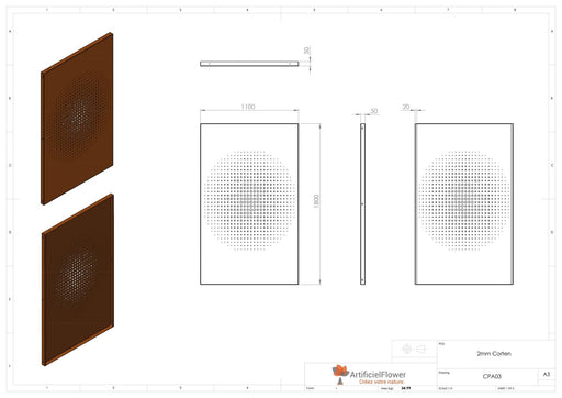 Corten Stål Dekorativ Panel 180X110 Cm Rust