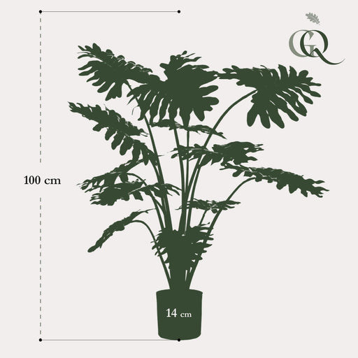 Philodendron Kunstig Plante - H98Cm, Ø9Cm