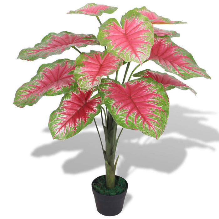 Kunstig Plante Med Pot Caladium 85 Cm Grøn Og Rød